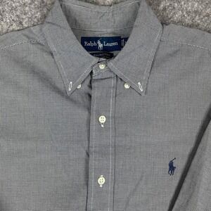 Vintage Ralph Lauren Shirt‎ Mens Medium Black White Mini Check Ellington Button